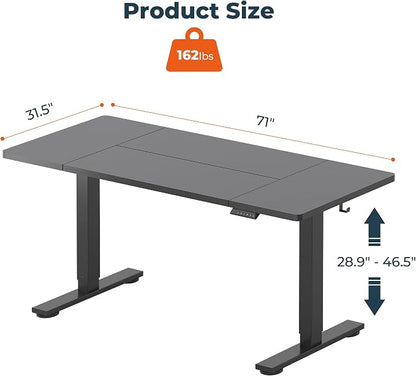 Standing Desk, Large 71x31 Inches Adjustable Stand Up Desk with Cable Management, Home Office Computer Desk with Memory Preset& Cup Holder, Black