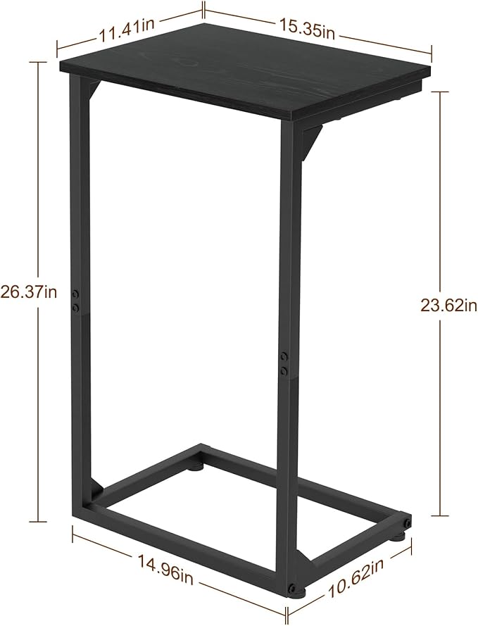 AMHANCIBLE C Shaped End Tables Set of 2, Couch Side Tables that Slide Under Sofa, Slim TV Trays for Living Room and Bedroom, Narrow Space Saving Laptop Workstation, Black, HET02BBK