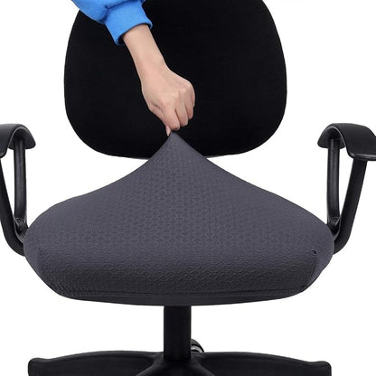 Smiry Stretch Jacquard Office Computer Chair Seat Covers, Removable Washable Anti-dust Desk Chair Seat Cushion Protectors - Dark Grey