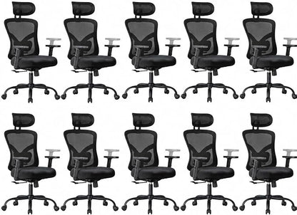 Marsail Ergonomic Office Chair Ergonomic Gaming Chair with Lumbar Support, 2D Headrest, Adjustable Armrests, Contoured Seat Cushion, Computer Desk Chair with Wheels for Home and Office, Pack of 10