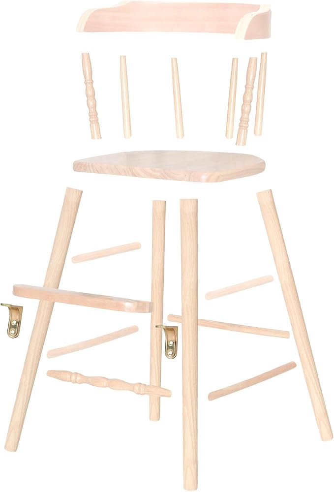 Sargent's Sons Amish Style Wooden Youth Chair, Desk Chair, Youth Dinning Chair with Step & Arms (Unfinished, Disassembled DIY)