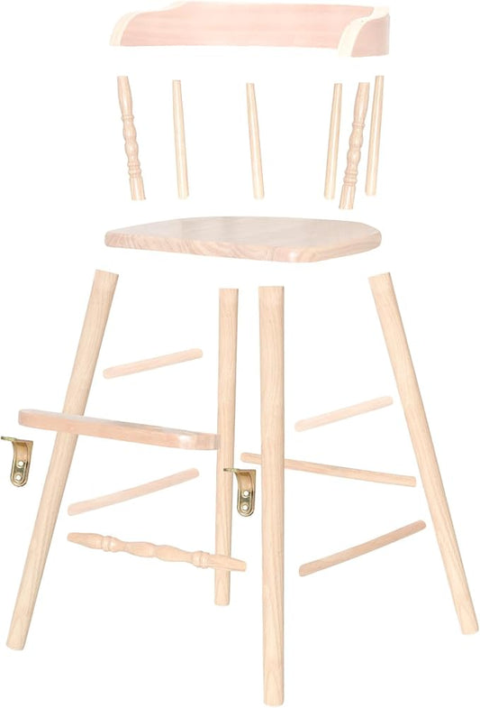 Sargent's Sons Amish Style Wooden Youth Chair, Desk Chair, Youth Dinning Chair with Step & Arms (Unfinished, Disassembled DIY)