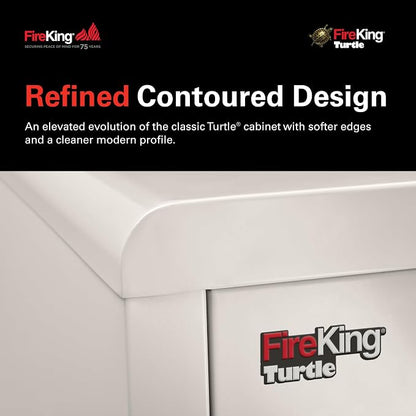 FireKing Turtle Contour - 4 Drawer Fire Safe File Cabinet with Key Lock - 1 Hour Fire Rated, UL Rated & Water Resistant Home Safe - Made in the USA Legal & Letter Filing Cabinet - Platinum