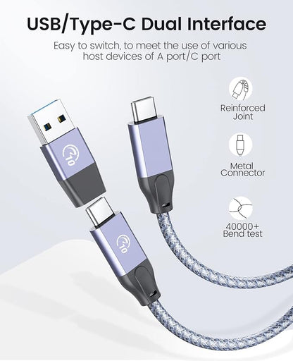 ORICO 7-Port USB 3.2 Gen2 Hub, Desktop USB 3.2 Hub with 7 USB-A Ports, 5V 3A Power Supply Port, 10Gbps Aluminium USB-Splitter with 1.64Ft USB-C to USB-A/C Cable for iMac, MacBooks, Mac mini