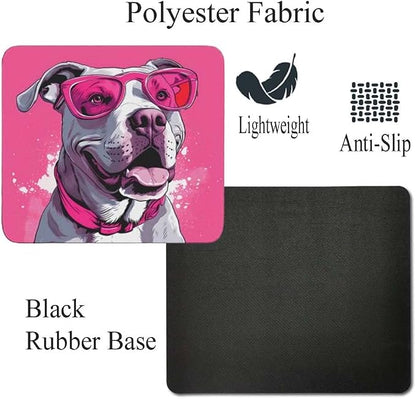 Pink Mousepad Glamour Dog Staffordshire Terrier Mouse Pad for Home Office Gaming Working Desk Computer Desktop Accessories Non-Slip Rubber Mousepad for Dog Lovers