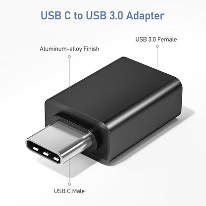 Basesailor USB C to USB Adapter 3Pack,USB C Male to USBA 3.0 Female Adapter,Type C Thunderbolt 4 OTG Converter for Apple MacBook Pro,iPad Air,Microsoft Surface Go,Samsung Galaxy S26,iPhone 17 17e 16