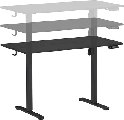 Techni Mobili 48” W Electric Standing Desk, Height Adjustable Sit-to-Stand Desk with 3 Memory Presets and Dual Accessory Hooks, Computer Workstation for Home or Office (Black)