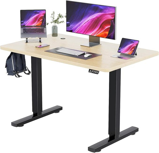 YESHOMY Height Adjustable Electric Standing Desk, 40 inch Computer Table, Home Office Workstation, Black Leg/Natural Top