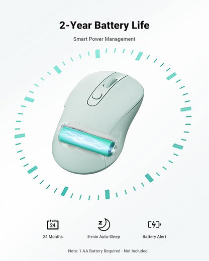 wegear USB Wireless Mouse for Laptop PC Mac, 2.4GHz Cordless Mouse with 6 Buttons, 5-Level Adjustable 4000 DPI, Ergonomic Portable Optical Computer Mice, 24-Month Battery Life (Mint Green)