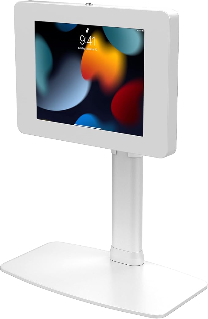 Anti-Theft Tablet Desk Stand – Adjustable VESA Compatible Desk Mount with Universal Security Enclosure for iPad 11 (A16) - Pro 11-inch M4 - Air 11-inch M3- iPad 10th Gen - Galaxy Tab & More Tablets