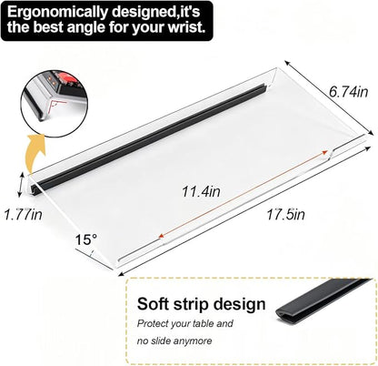 Keyboard Stand for Desk, 17 Inch Clear Ergonomic Keyboard Riser with Anti-Slip Silicone Strips, Sturdy Computer Keyboard Lift for Office Home Gaming Typing