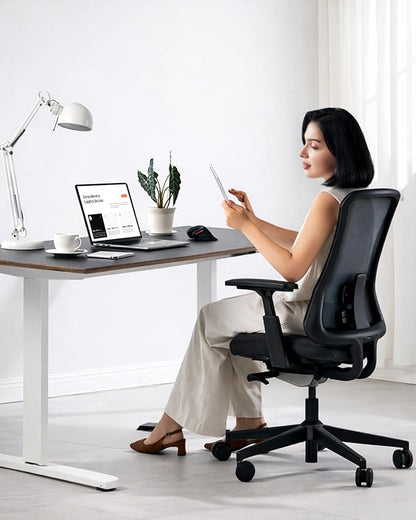 ProtoArc Ergonomic Office Chair - Flexer Pro Mesh Desk Chair with Lumbar Support for Women, Slide Seat & 4D Armrests, Tilt Lock | Stylish & Comfortable for Home Office, Computer Work - Black