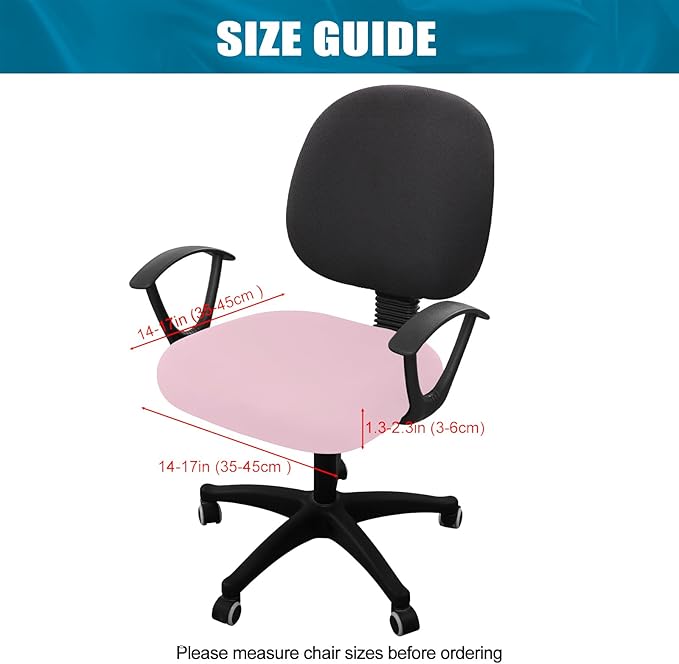 Smiry Printed Office Computer Chair Seat Covers, Stretch Fit Universal Desk Rotating Chair Cover Washable Removable Seat Cushion Protectors - Pink