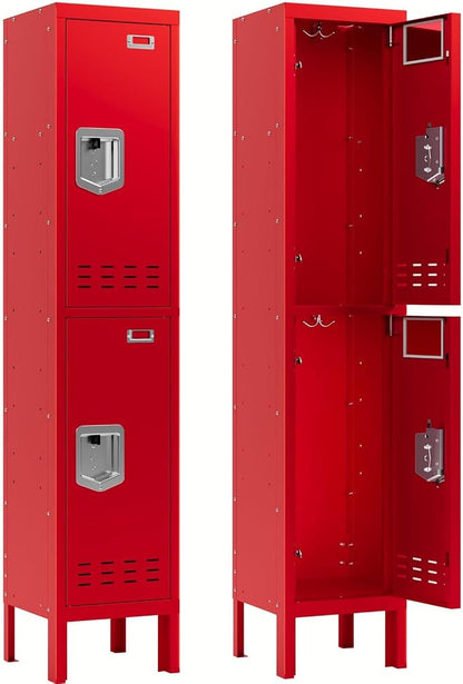 BUTISOW Metal Lockers - 66" Height Steel Lockers for Employees with 2 Door Storage Locker with Card Slot for Employees Gym School Home Office Garage - Assembly Required