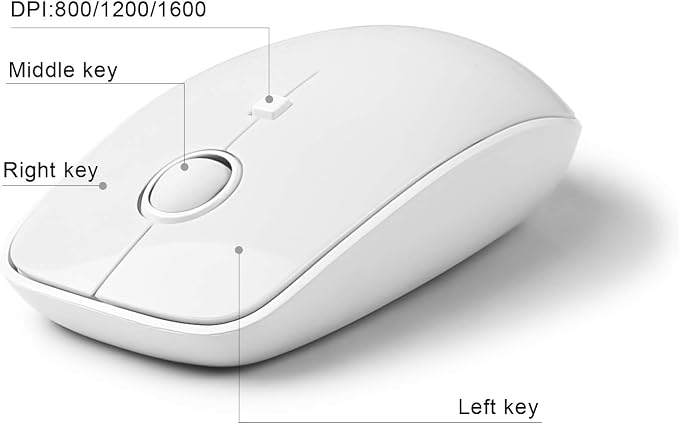 White Wireless Keyboard and Mouse Combo, Cute Bubble Keyboard with Round Keys,2.4Ghz Full Szie Aesthetic Minimalist Keyboard with Number Pad for PC Laptop Desktop