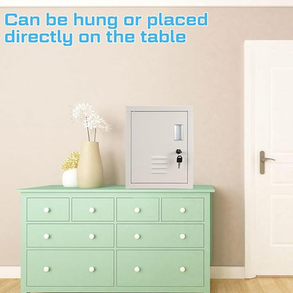 Suzile Lockable Storage Cabinet Metal Lockable Steel Storage Cabinet Organizer Lockers for Employees Vertical Metal Cabinets End Side Table Steel Bedside with Shelf(White)