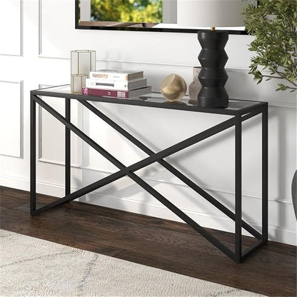 Calix 55'' Wide Rectangular Console Table in Blackened Bronze