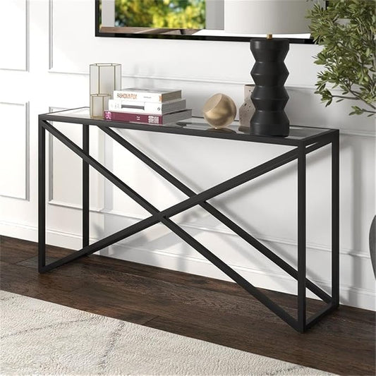 Calix 55'' Wide Rectangular Console Table in Blackened Bronze