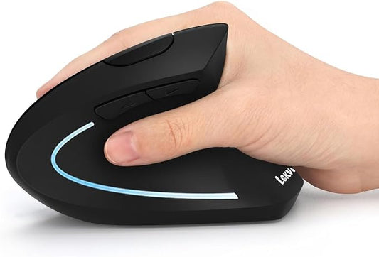 Ergonomic Mouse, LEKVEY Vertical Wireless Mouse - Rechargeable 2.4G Optical Vertical Mice : 3 Adjustable DPI 800/1200/1600 Levels 6 Buttons, for Laptop, Mac, PC, Computer, Desktop, Notebook etc, Black