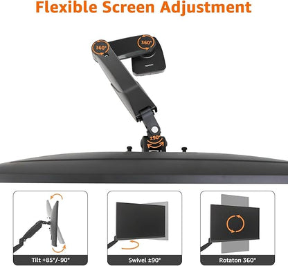Amazon Basics Gas Spring Single Monitor Arm Desk Mount, Adjustable Tension, Fits 15–27 Inch Monitors, Supports 4.4–15.4 lbs, VESA 75x75/100x100, Black