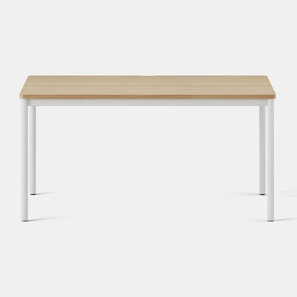 Branch Daily Desk - Functional at Home Office Desk with Effortless Assembly, Timeless Design, Rounded Corners, and Built-in Cable Notch - 58” W x 27” H x 24” D - Woodgrain - White
