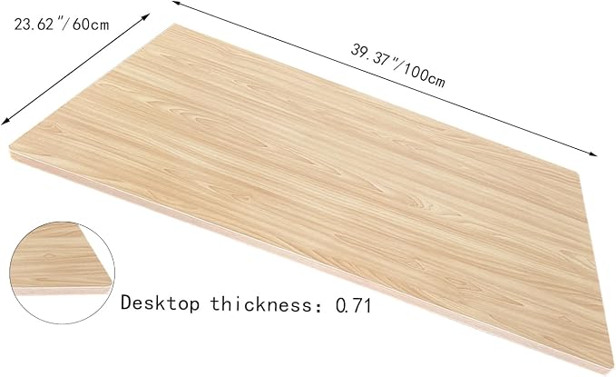 QLLY One-Piece Wood Tabletop, Replacement Board Desktop, Universal Countertop for Table and Workstation (Natural, 39.3x23.6 inch)