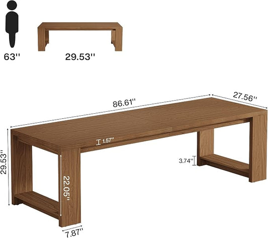 Tribesigns Two Person Desk, 86.6-Inch Extra Long Desk, Double Computer Writing Table, Wood Large Desks Workstation for Home Office, Walnut