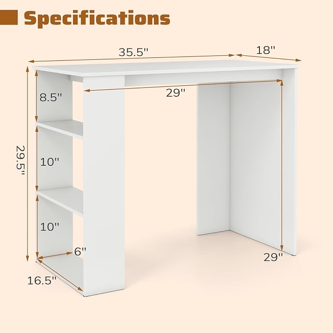 Giantex Small Computer Desk, 35.5 Inch Compact Home Office Desk with Storage Bookshelf, Vanity Table, Modern Laptop Computer Workstation, Student Teen Study Writing Desk for Small Spaces, White