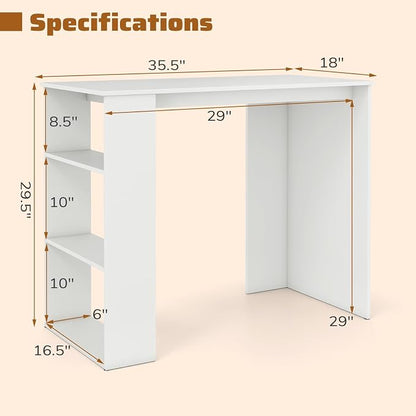 Giantex Small Computer Desk, 35.5 Inch Compact Home Office Desk with Storage Bookshelf, Vanity Table, Modern Laptop Computer Workstation, Student Teen Study Writing Desk for Small Spaces, White