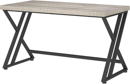LVB 60 Inch Modern Grey Wood Metal Computer Desk, Home Office Executive Desk for Bedroom Gaming Study Writing Work, Industrial Simple Student PC Table with Storage