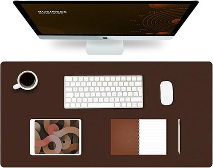 K KNODEL Large Office Leather Desk Mat, Mouse and Keyboard Pad, Computer and Laptop Mat, Desktop Protector and Cover, Writing Pad and Blotter (31.5"x15.7", Dark Brown)
