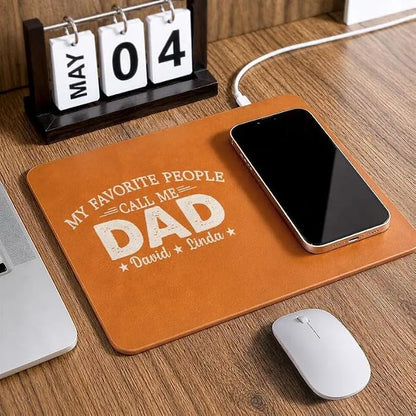 Personalized Leather Charging Mat, My Favorite People Call Me Grandpa Dad Wireless Charging Desk Mat, Custom Dad Gift from Kids, Fathers Day Gift for Dad, Papa, Grandpa, Daddy 6