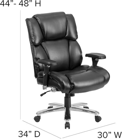 Flash Furniture Hercules Series 24/7 Intensive Use LeatherSoft Swivel Office Chair, Ergonomic High-Back Executive Chair with Padded Seat/Arms, Black