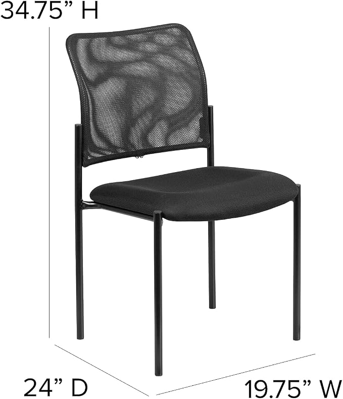 Flash Furniture Jana Comfort Black Mesh Stackable Steel Side Chair