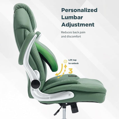 Comfortable Office Desk Chair for Low Back Pain Wide Seat Criss Cross Chair, Green
