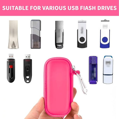 USB Flash Drive Case, SD Card Holder Compatible with Thumb Drive, Memory Cards, SDXC SDHC Storage Bag, Electronic Accessories Organizer for SanDisk for Samsung for Inland (Rose Red)