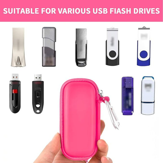 USB Flash Drive Case, SD Card Holder Compatible with Thumb Drive, Memory Cards, SDXC SDHC Storage Bag, Electronic Accessories Organizer for SanDisk for Samsung for Inland (Rose Red)