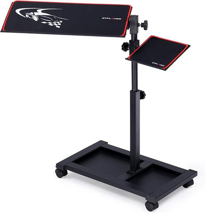 GTPLAYER Adjustable Racing Standing Keyboard and Mouse Tray Rolling with Wheels for Gaming Wheel Stand Simulator Cockpit (Black)