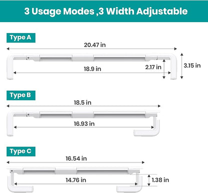 Monitor Stand Riser, Klearlook Foldable Computer Monitor Riser, Height Adjustable Computer Stand, Desk Shelf Riser with Storage Drawer & Tablet Phone Stand for Computer, Desktop, Laptop (White 2 Pack)