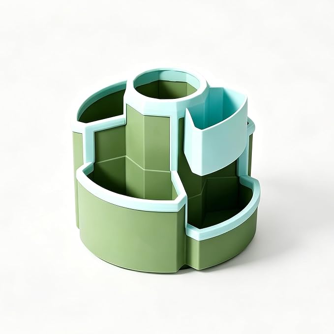 Pencil Holder for Desk Rotating Pen Organizers Green Small Desktop Organizer Desk Storage Caddy Ideal for Office, Home, School,Classroom (Blue & Green)