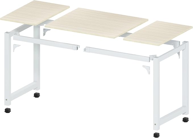 NSdirect Large Office Desk for Home Office, Large 63" Computer Desk Table, Wide Writing Study Desk for 2 Person, Metal Sturdy Frame Thicker Steel Legs, (White Oak, 63"L x 23.6"W x 29.5"H)