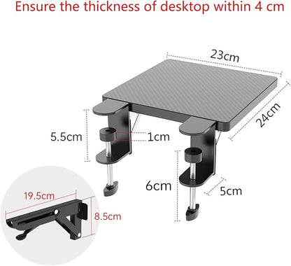 Sisyphy Ergonomics Desk Extender Tray, 9.5x9.1" Punch-Free Clamp on, Foldable Keyboard Drawer Tray, Table Mount Arm Wrist Rest Shelf, Computer Elbow Arm Support