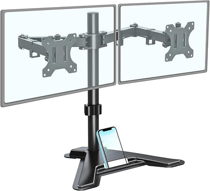 MOUNTUP Dual Monitor Stand - Freestanding & Height Adjustable Monitor Desk Mount, Steady VESA Mount Holds Max 17.6 lbs, Computer Monitor Stand for 2 Screens up to 27 inches, for Home Office