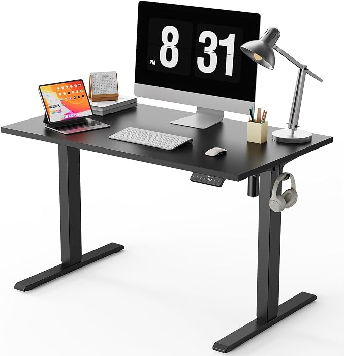 WALKINGDESK 40x24 Inches Whole Piece Electric Standing Desk, Seamless One Piece Height Adjustable Sit to Stand up Desk for Home Office, Ergonomic Computer Workstation, Black