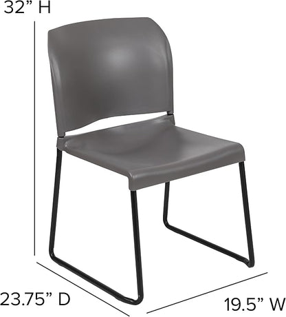 Flash Furniture Hercules Series Contoured Stacking Chairs for Waiting Rooms and Offices, Ergonomic Lobby Chairs with Curved Back, Set of 5, Gray
