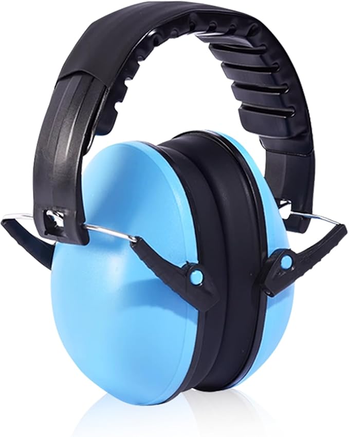 Small Size Hearing Protection Ear Muffs, Adjustable Noise Reduction Headphones for Study, Sleeping, and Travel, Blue