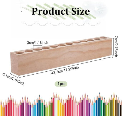 UNICRAFTALE Wooden Colored Pencil Holder Crayon Holder with 12 Holes Pencils Organizer Storage for Kids Storage Caddy Case Pen Holder for Colored Pencils Markers Crayons Desk Accessories