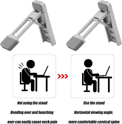 Gosknor 2pcs Foldable Keyboard Riser Stand for Desk, Adjustable Tilt & Portable Mini Laptop Feet Ergonomic Computer Keyboard Lift with Anti-Slip Pads Office Accessories (Silver)