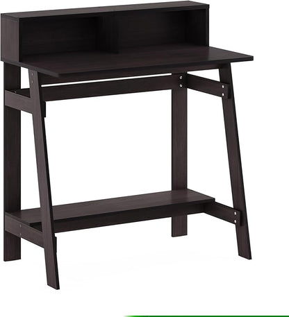 Furinno Simplistic 32-Inch Brown Computer Desk, Small Office Desk, Rectangular Home Office Desk with Shelf, Gaming Desk for Home Office, Bedroom, Study Room, Dark Mocha