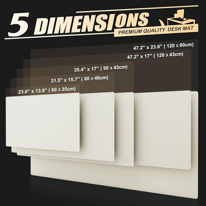 K KNODEL Large Office Leather Desk Mat, Mouse and Keyboard Pad, Computer and Laptop Mat, Desktop Protector and Cover, Writing Pad and Blotter (47.2"x23.6", White)